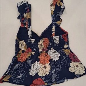 Floral Sleeveless Top - Navy, Red, White